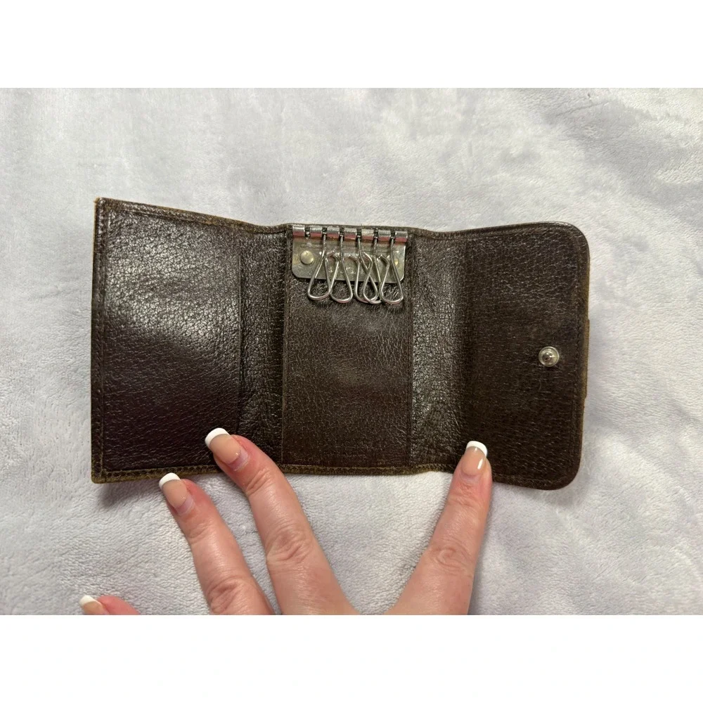 BVLGARI Logomania Canvas‎ Leather Silver Hardware 6-Key Holder Key Ring/Beige